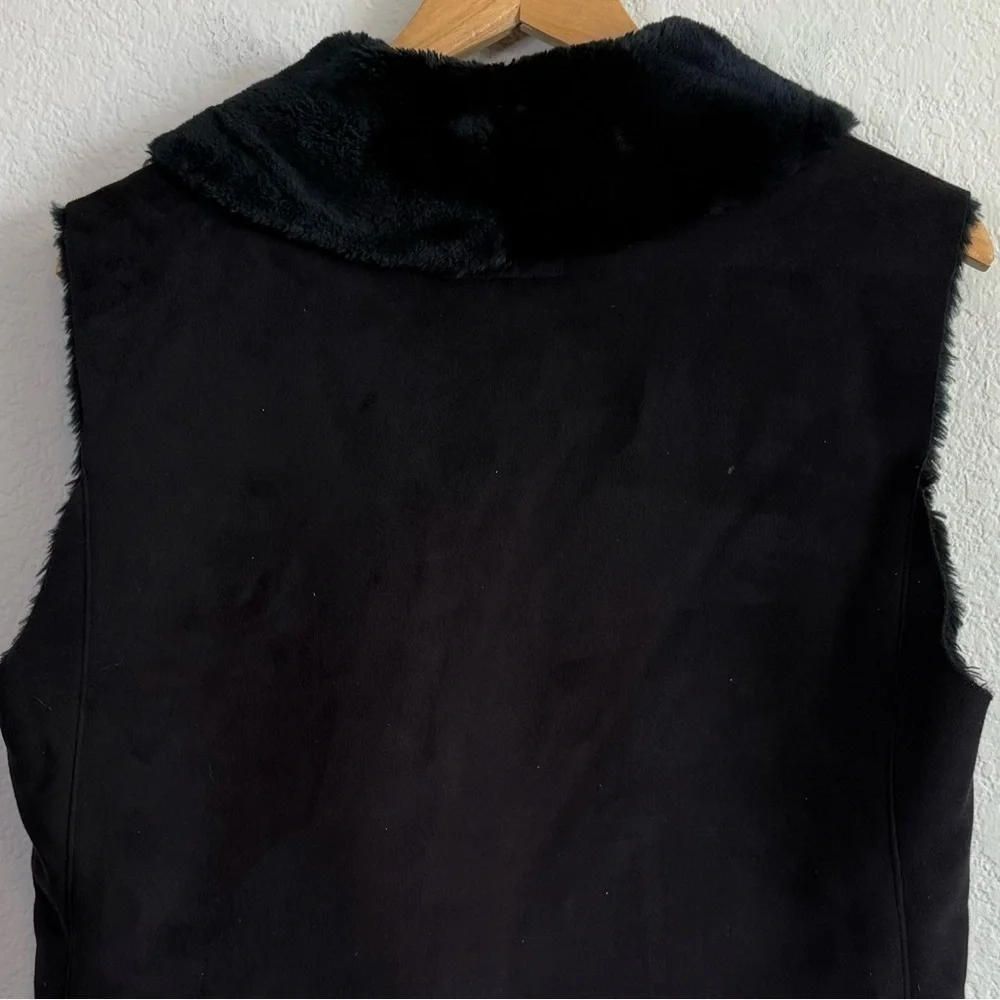 Lauren Ralph Lauren Black Faux Suede Fur Lined Sleeveless Vest Size Large - Picture 9 of 12